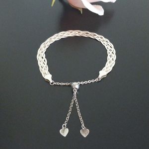 Elegant Silver Heart Charm Bracelet
